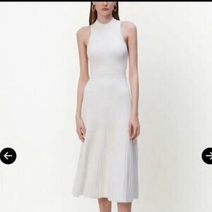 Jonathan Simkhai Marianne White Ribbed Midi Dress - XS